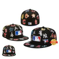 PouChangAnFo Cross-border Wholesale 3D Embroidery Baseball Team Baseball League Cap Closed Cap Size Flat Edge Cap 7