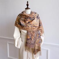 Gėlių rašto kašmyro šalikas moterims žiemai, pashmina skaros ir apgaubtai, storas, šiltas, bufanda stola, antklodė, prabanga 68x180cm black
