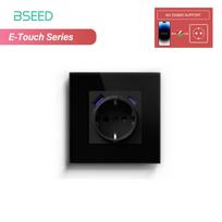 BSEED 1/2/3/4 grupės Zigbee jutiklinis jungiklis, stiklinis, su USB-C, ES lizdais 20W, išmanusis sieninis šviesos jungiklis, jutiklinis ekranas, foninis apšvietimas, E serija Socket No Zigbee&EU standard