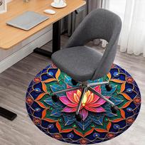 1pc Lotus Mandala Round Chair mat Area Rug - Non-Slip, Floor Mat for Office, Bedroom, and Indoor Decor -1002255 80cm by 80cm