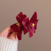 Bohemia Flowers Hair Side Clips Bridal Flowers Hairpin For Women Girls  Sweet Hair Clips Beach Holiday Hair Accessories vyno raudonos spalvos