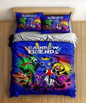 Grafiti Rainbow Friends Carton Soft with Soft Fabric Duvet Cover UK Single Double King US Twin Ful Quen Sized Dimensions Bed Linen Set 120*200cm Single blue