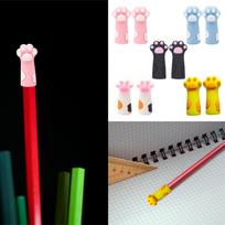Cat Paw Knitting Pin Stoppers Gifts Reusable Silicone Knit Pin Tips Covers for Crafting Sweater Quilting Crocheting Hand Sewing gray