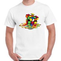 Melting Rubik`s Cube Game Fun Cool Men Women Unisex Retro Gift T Shirt 2560 S įvairiaspalvis