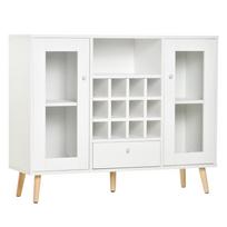 Virtuvinė spintelė su vyno laikikliu, stalčiumi, atvira lentyna ir 2 spintelėmis su stiklinėmis durimis 100x33x80 cm Balta 100 x 33 x 80 cm