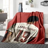 Lamine Yamal futbolo koliažo flanelinis pledas, minkštas ir šiltas, tinkamas lovoms ir sofoms, visais sezonais, nešiojamas kelioninis pledas. 073049 75cmx90cm