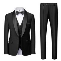 Men's 3 Pieces Suit Elegant Solid One Button Slim Fit Single Breasted Party Blazer Vest Pants Set XXXL juoda