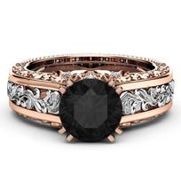 Trendy Two-Tone Ladies' Ring: 14k Rose Gold-Plated Alloy Size 10 žalia