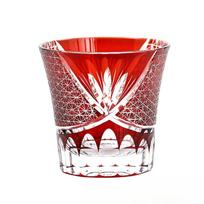 Edo Kiriko Hand-Carved Crystal Whiskey Glass red