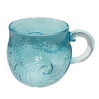 Ocean Theme Coffee Mug for Coastal Decor Lovers Fans Textured Sea Wave Design Sea Glass Sunset Mug for Coffee Tea Wine Cocktails 301-400ml blue