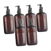 6 vnt. Muilo dozatoriaus buteliukas su pompa, daugkartinio naudojimo skystas rankų losjonas, kūno prausiklis PET brown black 500ml black
