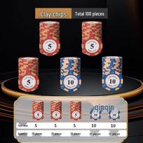 Crown Style Plastic Poker & Mahjong Chips Set brown