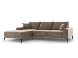 Minkštas kampas Mazzini Sofas Madara, veliūras, smėlio spalvos/juodas
