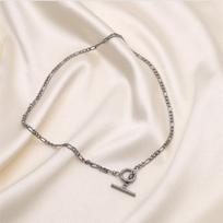 18K Gold Titanium Steel Figaro Chain Choker Necklace for Women