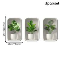 3D Sienų Lipdukai, Žali Augalai Vazonuose, Netikri Langai, Svetainės, Verandos, Kambario Foninės Sienos Dekoras, Lipnūs Sienų Lipdukai gray