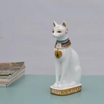Katės statulos ornamentas Egipto katės statulėlės statulos dekoravimas Vintažinės katės deivės statulėlės namų sodas mini gyvūno ornamentas balta
