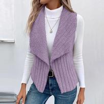 Moteriška mados ir žiemos laisvalaikio vienspalvė universali striukė be rankovių XL violetinė