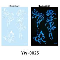 Glow-in-the-Dark Henna Lace Tattoo Stickers 110*153mm (Without backing) black