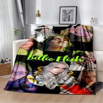Madinga Billie Eilish Dainininkė Žvaigždė Flanelinė Antklodė Minkšta Šilta Mėtoma Antklodė Miegamajam Svetainei Lovai Kelionei Stovyklavimui Iškylai Dovana 75x90cm black