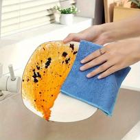 Solid Color Microfiber Kitchen Cleaning Cloth, Multifunctional Absorbent Dish Towels 12pcs blue