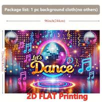 2D Flat,Let's Dance Disco Ball Music Notes Neon Party Tapestry Retro 80s Wall Art Living Room Decor Celebration Background Print 100X70CM white