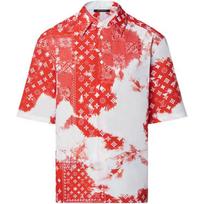 LOUIS VUITTON Monogram Bandana Short-Sleeved Shirt Orange/White 1AA7WP S raudona