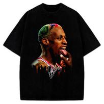 Dennis Rodman Tongue Out Rodzilla Hollywood 90's Vintage Design T-Shirt S brown