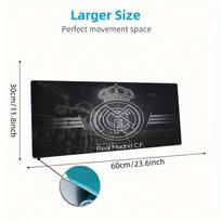 Madrid Football Team Mouse Pad, Large Gaming Desk Mat, Non-slip XXL Mousepad for Laptop & Tablet, Mini PC Playmat with Stitched Edges 30cmx60cm(11.8x23.6inch)
