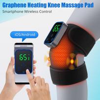 Graphene Heating Knee Massager Warm Wrap with 3-Level Timer Vibration Large LCD Heated Pad for Knee Shoulder Elbow Arthritis gray