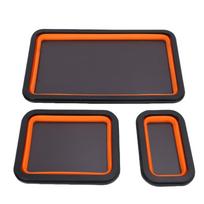 3Pcs Collapsible Magnetic Parts Tray Set 3 Different Size for Screw Bolts Nuts Washers Pins Small Metal Parts Mechanic black