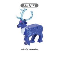 Christmas Elk Reindeer Deer Figures Animals Building Blocks Blocks Playthings Ideal for Children Children Xmas Toy Animals Block Christmas Gifts blue