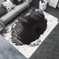 3D Vizualinės Iliuzijos Tamsaus Akmens Skylės Rašto Grindų Kilimėlis Kilimas Tinka Miegamajam Svetainei Vonios Kambariui Įėjimui Biuro Dekoravimui 40x60cm black