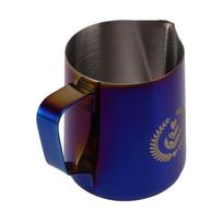Milk Frothing Pitcher Jug Stainless Steel 350ml Frother Steam Cup with Scale for Coffee Making blue