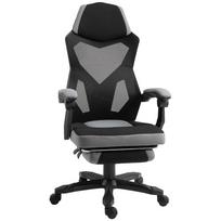 Office Chair Gaming Armchair Height Adjustable Backrest Swivel Casters Footrest Mesh Fabric 58L x 63W x 112-122H cm Grey Black 147.32 x 160.02 x 309.88 cm