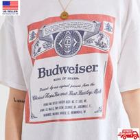 Oficialus Budweiser Alaus Retro Grafinis Marškinėlis Vintage Alaus Daryklos Logotipo Marškinėlis M gray