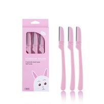 Moterų veido priežiūros priemonė plaukų šalinimo priemonė makiažo skutimosi peiliukas antakių kirpimo mašinėlė saugus skutimosi peiliukai 3 Pcs/ Set rožinė