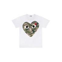 Comme des Garçons PLAY (WMNS) COMME des GARCONS PLAY Kamufliažiniai marškinėliai trumpomis rankovėmis su dideliu logotipu 'Balti' Moteriški AZ-T241-051-1 S gray