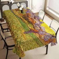 Starry Night Van Gogh Art Table Cloth Polyester Print Waterproof Oilproof Rectangular Party Table Cover Tablecloth Picnic Mat 90x140cm beige