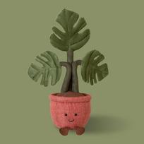 Pliušiniai emuliaciniai augalai Amuseables vazonėlyje Monstera Deliciosa pliušiniai žaislai Smagi dekoracija namams Kawaii žaislas mergaitėms Dovanos 42cm brown