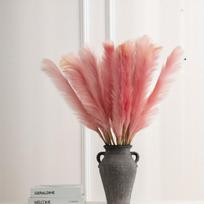 4 vnt. 80 cm dirbtinės purios pampų žolės, dirbtinė pampų žolė, stalo vazės dekoracija, didelė puokštė, namų, vestuvių, vakarėlio, gimtadienio, Motinos dienos dekoracija 4 Pcs rožinė