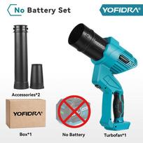 YOFIDRA bešepetėlinis elektrinis turbo pūstuvas 2 IN 1 Turbo pūstuvas Ventiliatorius Lapų Dulkių Sniego Pūtimo Valymo Įrankis Makita Akumuliatoriaus Kaiščiui Without battery