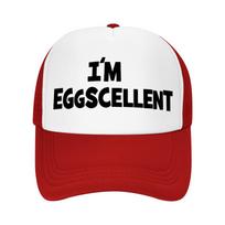Printed IM EXCELLENT Sponge Mesh Cap Four Seasons Outdoor Baseball Cap Breathable Adjustable Golf Hat Summer Fashion Adjustable white
