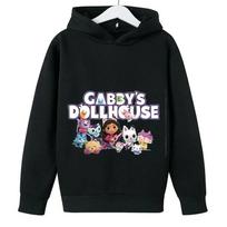 2025 New Children's Hoodie Cartoon Gabby Cat Hoodie Girls Casual Gabby Dollhouse Children's Clothing Top 110 black
