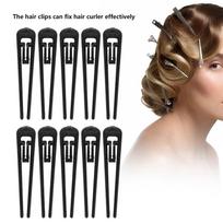 Plastic Heat Resisting Hair Curler Roller Large Grip Manual Hair Styling Tools 8 Curling Irons & Bag gray