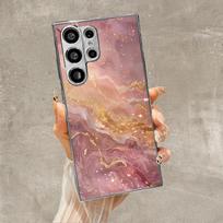 Samsung S25 Edge telefono dėklas ir S23 Ultra grūdintas stiklas, S20 FE tekantis auksas galvanizuotas pilnas padengimas. Galaxy S21 ULTRA sidabrinės rožinės spalvos
