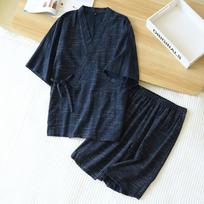 Naujas japoniškas kimono trumpomis rankovėmis šortų kostiumas vyriškiems pižama dviejų dalių vasarinė medvilninė yukata plius dydžio chalatas miego drabužiai vyrams M