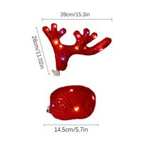 Car Reindeer Antlers & Nose Kit Reindeer Christmas Decoration Car Costume Decor Reindeer Antlers & Nose For Winter New Year Gift raudona