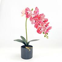 DIY Artificial Orchid Bonsai Flower Pot Artificial Faux Plants New Plastic Fake Flower  Home Decor 03 pink