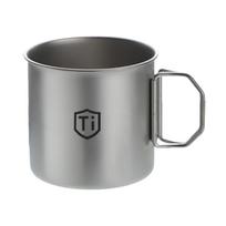 Titanium Dual Purpose Camping Mug Cup Or Pot Tableware Durable Foldable Handles For Space Saver & Portable Carrying Bag Reusable gray
