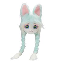 Pūkuoto gyvūno galva Katės Fursuit Iškirpta kaukė Helovino Kaukės šventės Cosplay Kostiumo Rekvizitas Katės galvos apdangalas Vaikams Suaugusiems Dovana žalia